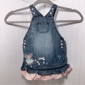 Vintage denim baby girls embroidered overalls dress - fairy 6-9 month